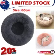 80cm Round Pet Bed for Large Dog Bed Super Soft Cat Bed Long Plush Dog House for