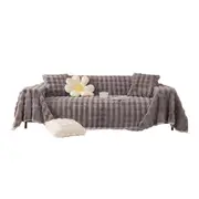 Warm Fuzzy Cozy Fluffy Feel Ruched Couch Blankets Soft Sofa Cover -Grey