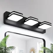 Modern Black LED Bathroom Vanity Light, 3 3-Light, 19-Inch, 5000K Matte Black