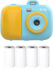2.7K Cute Instant Camera 42MP Digital Camera Childeren Instant Print Camera with 2.4-inch IPS Screen 16X Digital Cute Filters Video Recorder with 4 Printing Rolls Lanyard