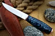 custom handmade steel D2 puukko knife with raizon handle