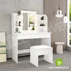New Dressing Table With 10 LED Bulbs Mirror Stool Makeup Table Jewellery Cabinet