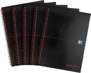 Oxford A4 Perforated Glossy Hardback Wirebound Ruled Notebook, Pack of 5