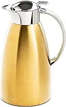 TableCraft 12679 68 oz (2L) Stainless Steel Coffee Carafe, Brushed Stainless Steel with Gold PVD Finish, Vacuum Insulated, Lightweight Leak Proof Coffee Dispenser, for Cafes, Restaurants & Catering