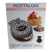 Nostalgia MyMini Waffle Maker Animal Print Compact Non-Stick Even Cooking Easy