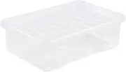 2 x Clear Plastic Storage Box Strong With Snap Lid Container Stackable &Nestable