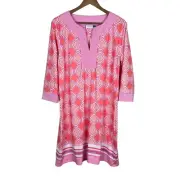 Cabana Life Dress Womens XL Pink Coral Geo Tunic UPF 50+ Sun Protection Resort
