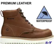 WOLVERINE 6" Waterproof Men's Soft Moc Toe Wedge Premium Leather Boots wv