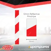 SAAS Reflective Pinstripe Car Tape Decals Stickers Red / White 12mm x 1 Metres