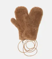 [Max Mara] Max Mara Ombrato camel hair and silk mittens S/M brown
