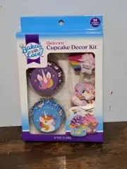 Baked with Love Unicorn Cupcake Decor Kit 24 picks 24 Cupcake Liners