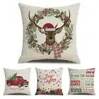 Deer Christmas Tree Chair Cushion Cover Pillow Cover Christmas Pillowcase