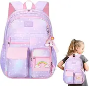 [Generic] Rainbow Backpack - Rainbow Backpack | Waterproof Lightweight Backpacks with Shoulder Strap Durable for Teen Girls School Bags