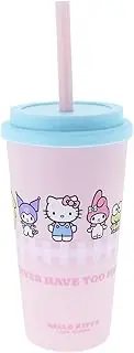 Beaker with Straw | 400ml Drinking Cup for Kids | Cute Water Bottle with Lid | Reusable Cup for School | Hello Kitty Stationery & Gifts
