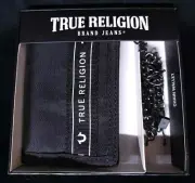 Mens Black Canvas True Religion Charli Tri fold Chain Wallet TR201023 Read First