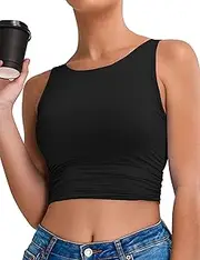 [BMJL] Women's Sports Bras High Neck Longline Removable Padded Yoga Workout Crop Tank Top with Built in Pads 2025