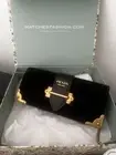 Prada Cahier Chain Shoulder Bag Black Velvet And Calfskin Aged Gold Hardware NEW