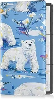 [Caihoyu] Pu Leather Auto Registration Insurance & ID Card Holder Men Women Essential Car Wallet Case for Cards, Essential Document, Driver License Vehicle Paperwork Chic Polar Bear