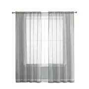 Sheer Curtain Rod Pocket Organza Voile Curtain Window Drape Light Grey