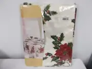 New WAC Home Fashions Poinsettia Beauty Christmas Tablecloth 60 X 84 Oval