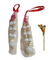 @ Indian Traditional Radha Krishna Mala With Basuri White And Golden Colour