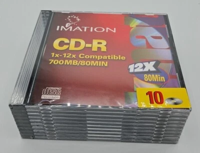 Imation Blank CD-R 12x 80min 700MB 10 Pack Brand New Factory Sealed W Jewel Case