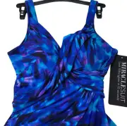 Miraclesuit Swimsuit Sz 8 Cloud Leopard Revele One Piece in Blue NWT $196