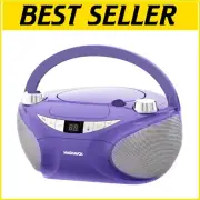 MD6949 Purple Portable Top Loading CD Boombox & Bluetooth Stereo Speaker