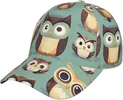[YANYU] Animal Cartoon Owls Cute Print Adjustable Snapback Hat Baseball Cap Comfortable and Stylish for Men and Women Black, Black, One Size