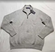 New men's $328 Vineyard Vines Cashmere fisherman rib quarter zip sweater Gray