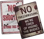 HYTROVE 2pcs Retro Caution Signs Eye-catching Garden Warning Sign for Private Areas Fade Resistant for Gates and Yards