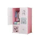 6-Cubes DIY Animal Portable Wardrobe Storage Organiser Clothes Closet Shelf Pink