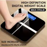 Digital Bathroom Scale 396 lbs - Wide Platform, LCD Display, KG/LB Switch, Temp