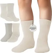 [La Alpaca The Finest Wool] La Alpaca Kids Socks, 2 Pack Alpaca Wool Socks for Boys and Girls, Fluffy Warm Thermal Socks for Kids