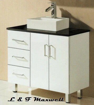 Bathroom Vanity with Stone Top and Ceramic Basin Multi-sized 600 -1500mm