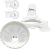 MompMuir 17mm 19mm 21mm Flange Inserts (6 PCS) Compatible with Lansinoh/Medela/Spectra Breast Pump, and 24mm Flange Shields (2 PCS), Replacement Pump Parts, Pump Flanges, Breast Pump Accessories