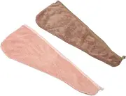 HONITANO 2pcs Hair Drying Towel Fast Drying Absorbent Microfiber Hair Turban Cap for Shower Spa Makeup Comfortable Soft
