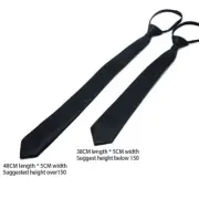 Men Women Black Simple Clip On Tie Security Tie Uniform Shirt Suit Neckties CR