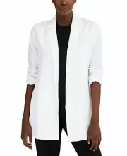 Eileen Fisher Tencel & Org Linen Slub Notch Collar Blazer White LARGE NWT