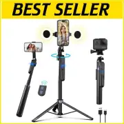 All-in-One 70" Face Tracking Tripod with Remote and Ring Lights for Creators