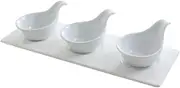 FUNOMOCYA Ceramic Sauce Dish Set 4pcs Spoons Caviar Spoons Appetizer Plate Seasoning Dishes