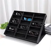 [HAMKVBPR] Sunglasses Storage Box 12pcs 16pcs Lined Velvet Sunglasses Storage Box Display Glasses Tray Eyewear Display Case(18pcs black)