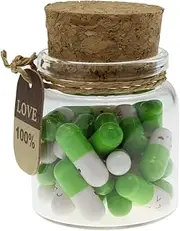 Infmetry Cute Capsules in a Glass Bottle Lovely Pill Notes Couples Gifts for Him Her Boyfriend Girlfriend Mom Birthday Anniversary Valentines Mothers Day Gifts (Green 25pcs)