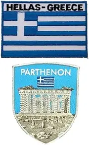 A-ONE Parthenon Tactical Patch+Greece National Flag Sew on Patch, Patches for Canvas Bag Garrison Cap Backpack Cap NO.295C