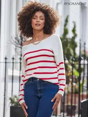 Sosandar Red Stripe Bow Back Detail Jumper (AH4158) | $127