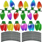 gunhunt 46 PCS Christmas Car Reflective Stickers, Waterproof Colorful Bulb Stickers, Winter Party Car Line Stickers Set, Universal for Car, Home, Refrigerator, Xmas Holiday Cute Decorations