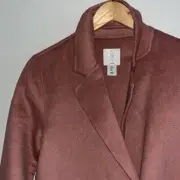 ANTHROPOLOGIE JOIE Chocolate Brown Felted Wool Double Breasted Blazer Pea Coat S