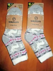 2 PAIR MAGELLAN ALOE INFUSED COZY LODGE SOCKS MENS OR WOMENS size medium