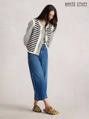 White Stuff Blue Sienna Stripe Button Tank Cardigan (W78261) | $127