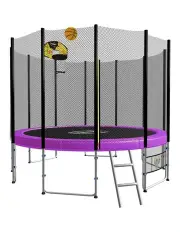 [Kahuna] Blizzard 8ft Round Spring Trampoline Free Safety Net Pad Mat Ladder Shoe Tidy Basketball Set Purple